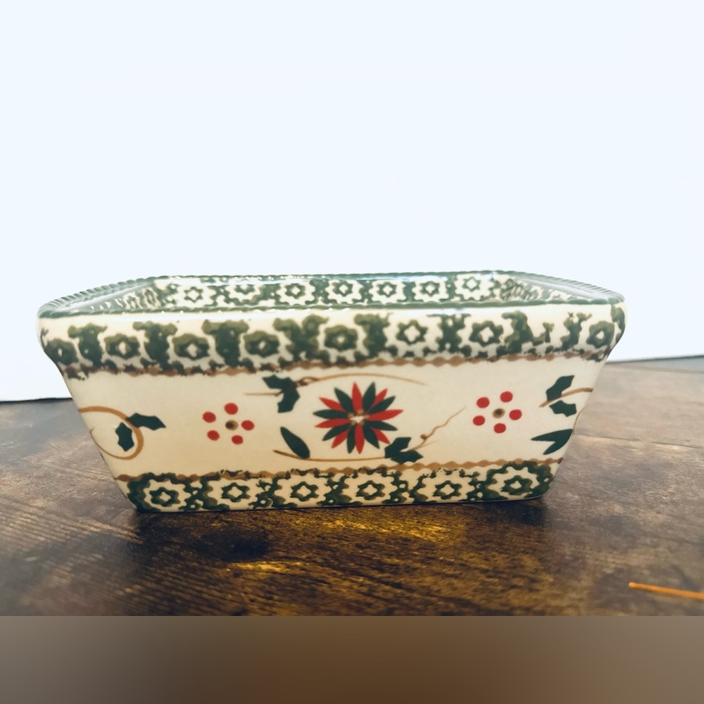 Temptations Ovenware Mini Loaf Pan Old World Holiday Holly (No Lid)